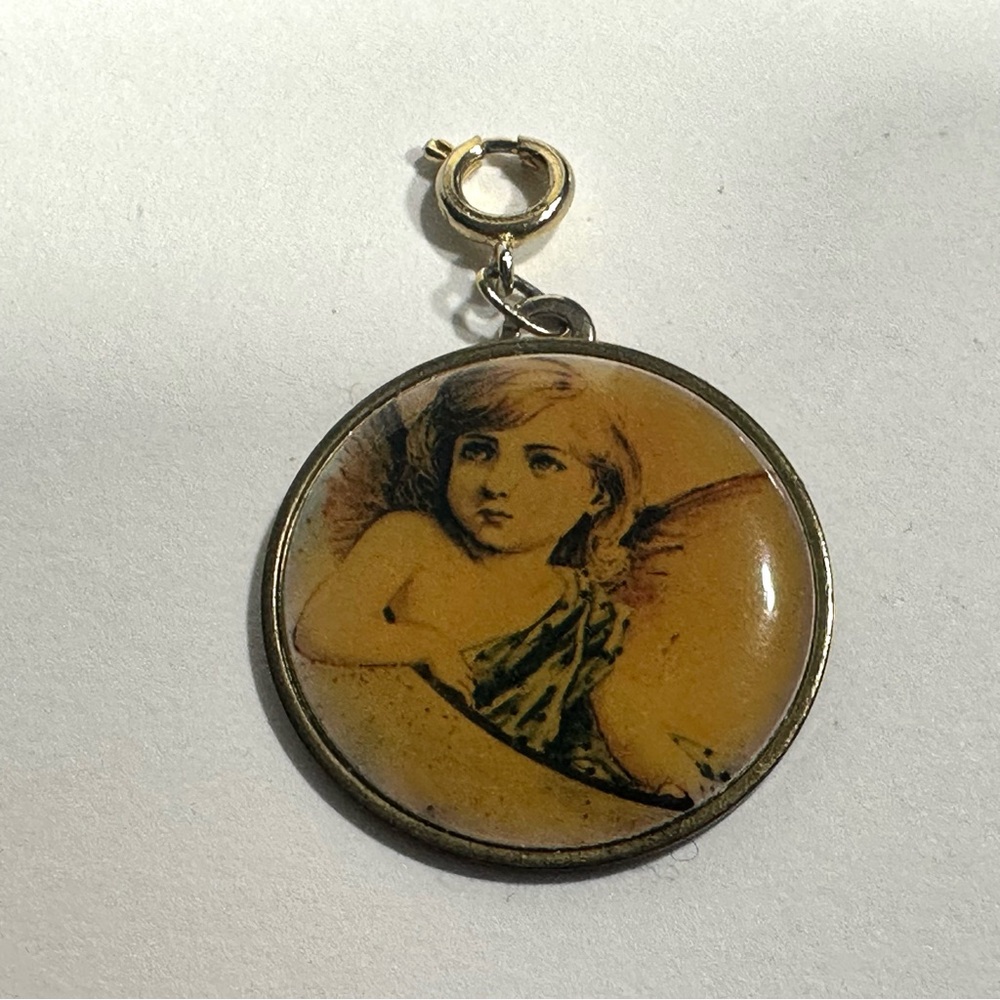 Vintage Pididdly Links Cherub Angel Necklace Pendant or Charm Art Nouveau